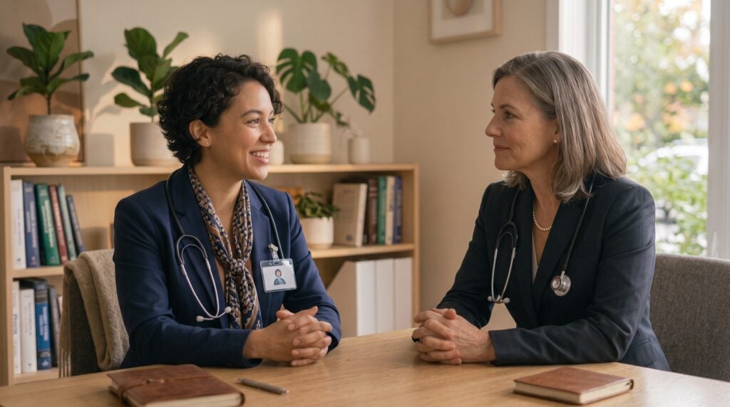 Two physicians in conversation answering the questions doctors actually ask about going direct.